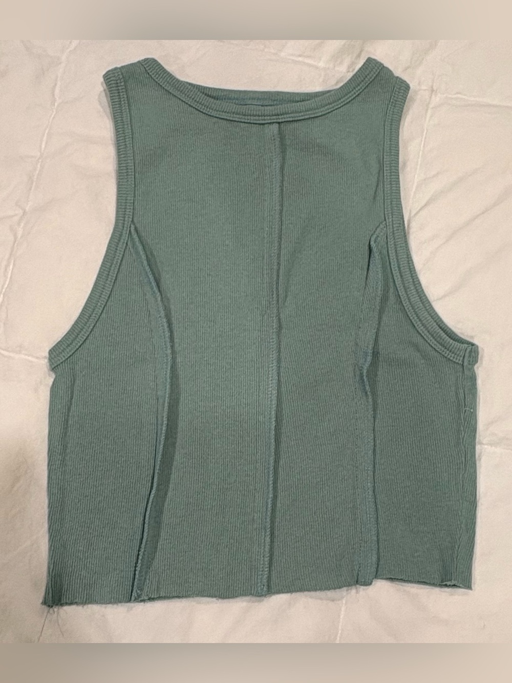 PacSun Sage Green Ribbed Crop Tank Top XS Y2K Coastal - Picture 2 of 4